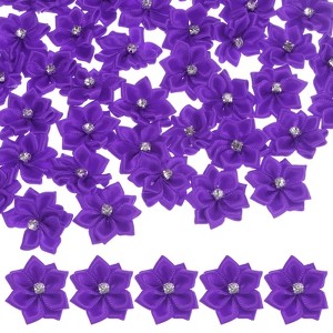 Unique Bargains Artificial Satin Durable Flexible Decorative Mini Ribbon Flowers with Rhinestones 1.2 Inch 200 Pcs - 1 of 4