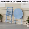 3 Pieces Folding Patio Furniture Sets with Table & 2 Chairs, Heavy-Duty Flat Tube Metal Frame for Balcony Lawn Garden Poolside - 3 of 4