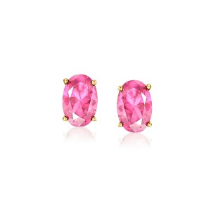 Pure Collection by Ross-Simons 0.70 ct. t.w. Oval Lab-Grown Pink Sapphire Stud Earrings in 18kt Gold Vermeil - 1 of 4