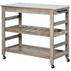 HOMCOM Rolling Kitchen Cart with Stainless Steel Countertop, 1 Bottom Shelf, 1 Slotted Middle Shelf and 4 Castor Wheels, Gray - 4 of 4