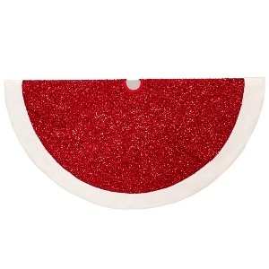 Kurt Adler 54-Inch Red Sequins with White Border Tree Skirt - 1 of 4