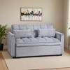 3 in 1 Convertible Sleeper Sofa Bed, Modern Pull Out Couch Bed, Adjustable Backrest, Velvet Loveseat Futon Sofa with Pillows - Leovsnove - 2 of 4