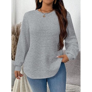 Women's Plus Size Basic Crewneck Sweatshirt Soft & Comfortable Casual Pullover Cozy Warm Winter Fashion Top - 1 of 4