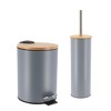 Evideco French Home Goods Bathroom Set with Bamboo Lid - Matte Metal Trash Can and Toilet Brush - 2 of 4
