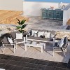 Heynemo 7-Seat Outdoor Patio Aluminum Furniture Sofa Sets, Modern Outside Sectional Conversation Metal Couch Chairs Sets With Cushions - 2 of 4