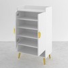 Munora Nordic 5-Tier Entryway Shoe Storage Cabinet with Doors & Open Shelves, White & Gold - 4 of 4