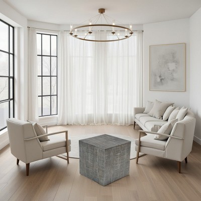 Royal Hampton Side End Table | 19 Inch Square Block Top | Sandblasted Gray Mango Wood