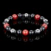 Crucible Men's Red Agate Stone with Onyx and Hematite Beaded Stretch Bracelet (10mm) - 3 of 4