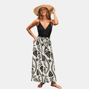 Cupshe Sundown Mood Tropical Maxi Dress - Black - S
