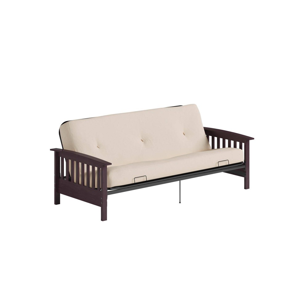 Photos - Other Furniture Full Size Holly Espresso Wood Arm Futon Frame with 6" Microfiber Mattress