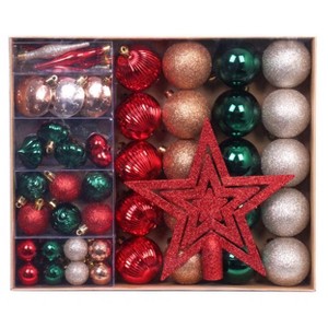 72 Pcs Christmas Tree Ornaments Set, Christmas Ball Decorations, Suitable for Christmas Party, Holiday Wedding Indoor and Outdoor Decoration - 1 of 1