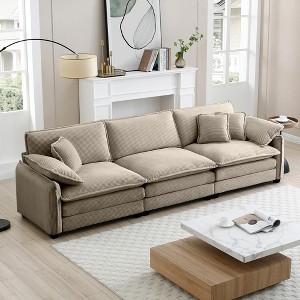 Christopher Knight Home Johnson Mid-Century Modern 115.34" Wood and Corduroy Upholstered 3-Seater Sectional Sofa - 1 of 4