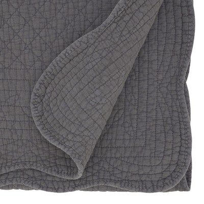 Slate Gray Cotton Quilted Table Runner, 16"x72"