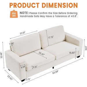 83" Modern Sofa, Corduroy 3 Seater Deep Seat Couch with Wide Armrest, Removable Washable Cushion Cover, Comfy Sofa - 1 of 4