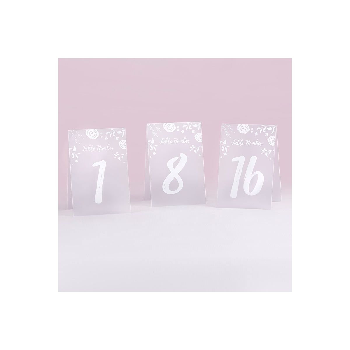 Kate Aspen White Frosted Floral Tented Table Numbers (1-18) | 18122NA - thumbnail 2