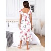Coolmee Women Casual Boho Floral Flying Sleeve Smocked Midi Dress Tiered Flowy Nightdress - 3 of 4