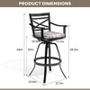 Pellebant Outdoor Patio Aluminum Swivel Barstools with Sunbrella Cushion, Back and Arms - 3 of 4