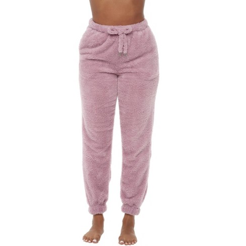 ADR Women's Plush Pajama Pants with Pockets, Joggers with Drawstring,  Elastic Waist Mauve Medium
