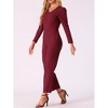 Allegra K Women's V Neck Jumpsuit Long Sleeve Tie Waist Wide Leg Long Pants Elegant Knit Jumpsuits - 2 of 4