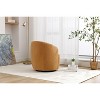 CAVINAS Teddy Fabric Swivel Accent Armchair, Barrel Chair with Ergonomic Backrest & Black Powder-Coated Metal Ring - 3 of 4
