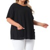 Agnes Orinda Women's Plus Size Crew Neck Short Sleeve with Pockets Summer Casual Blouses - 2 of 4