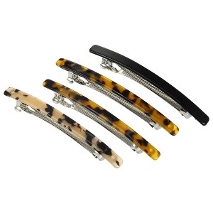 Unique Bargains Women's Tortoise Shell French Hair Barrettes 4 Pcs - 1 of 4