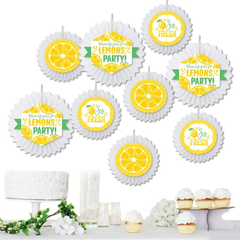 Big Dot of Happiness So Fresh - Lemon - Hanging Citrus Lemonade Party Tissue Decoration Kit - Paper Fans - Set of 9, 1 of 8