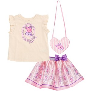 Peppa Pig Tank Top Satin Skirt and Backpack 3 Piece Outfit Set Toddler - 1 of 4