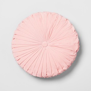 Pink Pleated Velvet Round Throw Pillow - Opalhouse