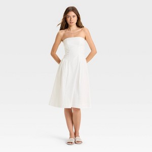 Women's Ruched Poplin Midi Tube Dress - Wild Fable™ - 1 of 3