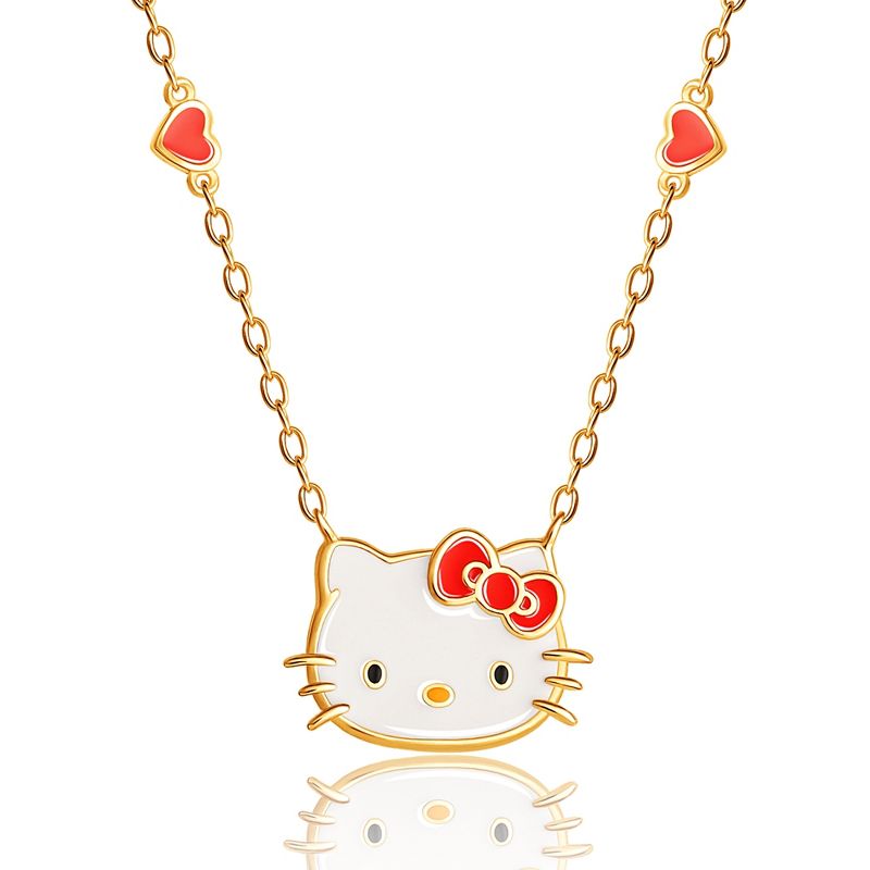 Sanrio Hello Kitty Silver Yellow Gold Plated Crystal Pendant - 18'' Chain, Officially Licensed Authentic, 1 of 5