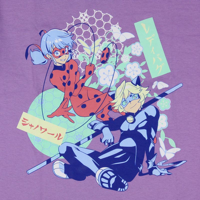 Miraculous Tales Of Ladybug & Cat Noir Women's Floral Duo Boyfriend T-Shirt Adult, 2 of 4