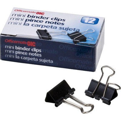Officemate OIC Binder Clips Mini 9/16" Wide 1/4" Capacity Black 887178