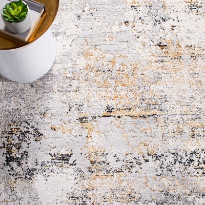 Amalfi 6'7" Square Cream and Gold Abstract Area Rug