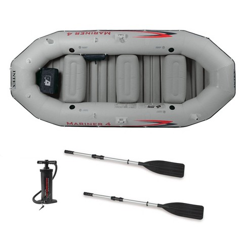 Intex Excursion 4 Person Inflatable Rafting and Fishing Boat Set