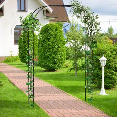 Aghana Digitals Black PE-Coated Metal Garden Arch Trellis - 60"x16"x95" Sturdy Climbing Plant