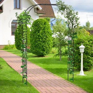 Aghana Digitals Black PE-Coated Metal Garden Arch Trellis - 60"x16"x95" Sturdy Climbing Plant - 1 of 4