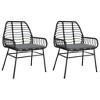 vidaXL Garden Chair Black PE Rattan Standard size for adults - 2 of 4