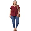 Agnes Orinda Women's Plus Size V Neck Ruffle Short Sleeve Boho Floral Casual T-Shirt - 3 of 4