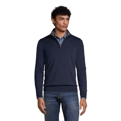 Lands' End Men's Fine Gauge Supima Cotton Quarter Zip Sweater