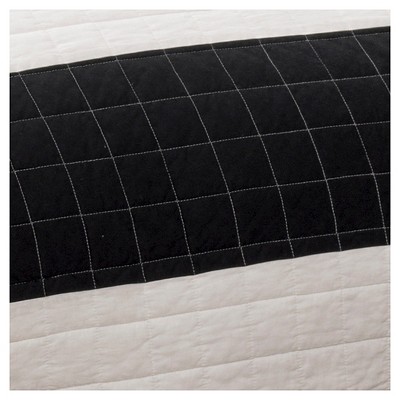 Black and White Striped Cotton Full Quilt Set