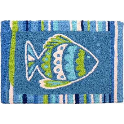 Jellybean Jazzy Blue Fish Doormat – Vibrant, Coastal-Inspired Welcome Mat for Beach Homes, Patios, and Entryways, 20"X30"