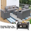 5-Piece Rattan Patio Furniture Set - 7-Seat Outdoor Furniture Sectional Sofa with Storage Table, Wicker Patio Furniture Set with Cushions - 3 of 4