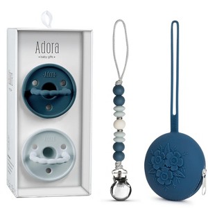 Adora Pacifier Gift Set – Silicone Pacifiers, Pacifier Clip & Travel Case – Newborn & Toddler Soothing Essentials, BPA-Free - 1 of 4