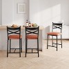 Bar Stools Set of 2/4, PU Leather Upholstered Counter Height Bar Chairs with X-Back Design, Metal Frame & Footrest, 22" Seat for Kitchen Island - 4 of 4