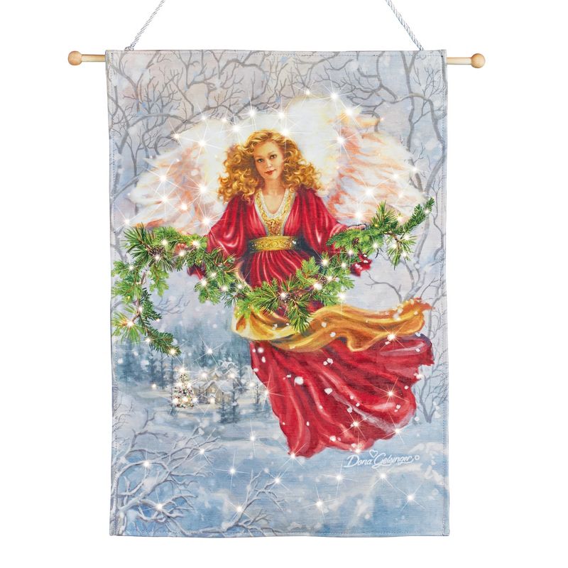 Collections Etc LED Lighted Snowfall Angel Scene Hanging Wall Art MEDIUM, 1 of 3