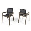 Outdoor Patio Dining Chair Set of 2,Armrest Dining Chair with Mesh Seating and Acacia Wood Legs for Garden,Poolside-Tanpinhause - 3 of 4