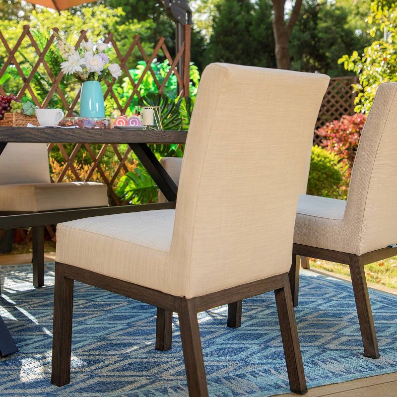 7pc Outdoor Dining Set with Painted Rectangle Table with X-Shaped Legs - Captiva Designs, 5 of 10