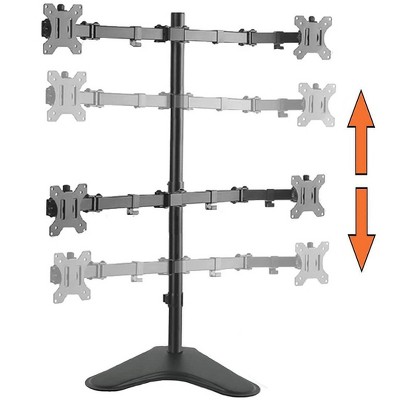 Black Adjustable Quadruple Monitor Mount with Freestanding Base