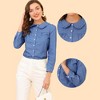 Allegra K Women's Denim Long Sleeve Peter Pan Collar Button-Front Shirt - 2 of 4